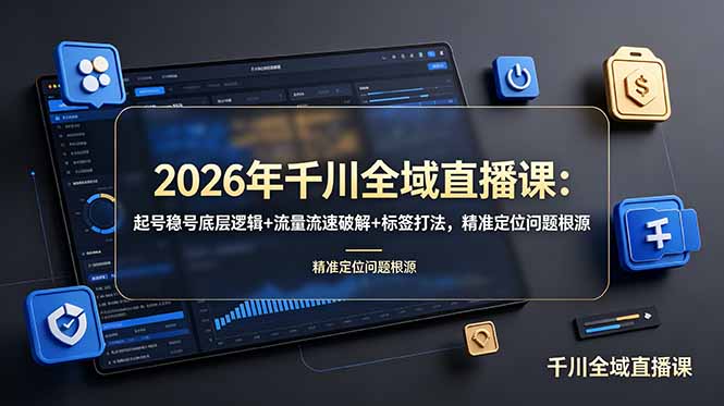 2026年千川全域直播课：起号稳号底层逻辑+流量流速破解+标签打法，精准定位问题根源-来聚吧