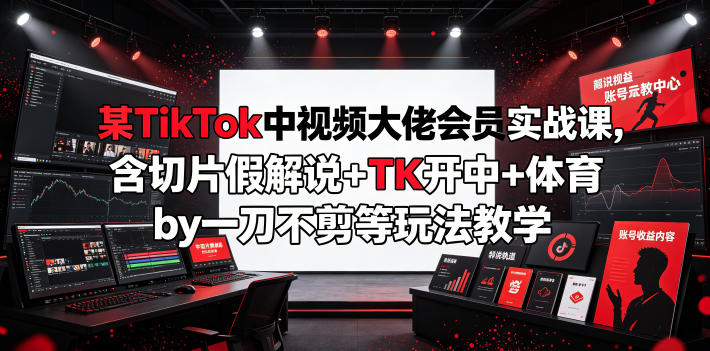 某TikTok中视频大佬会员实战课，含切片假解说+TK开中+体育by一刀不剪等玩法教学-来聚吧