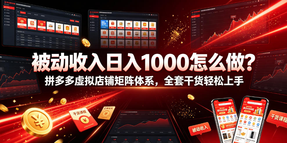 被动收入日入1000怎么做？拼多多虚拟店铺矩阵体系，全套干货轻松上手【揭秘】-来聚吧