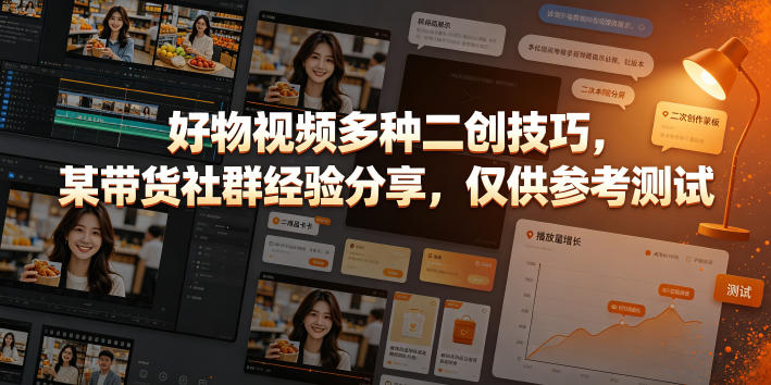 好物视频多种二创技巧，某带货社群经验分享，仅供参考测试-来聚吧