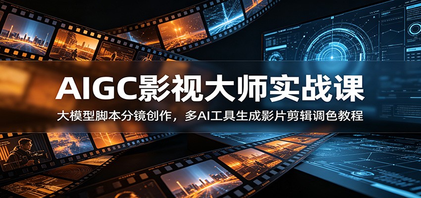 AIGC影视大师实战课:大模型脚本分镜创作,多AI工具生成影片剪辑调色教程-来聚吧