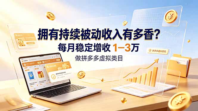 拥有持续被动收入有多香？做拼多多虚拟类目，每月稳定增收 1-3 万-来聚吧