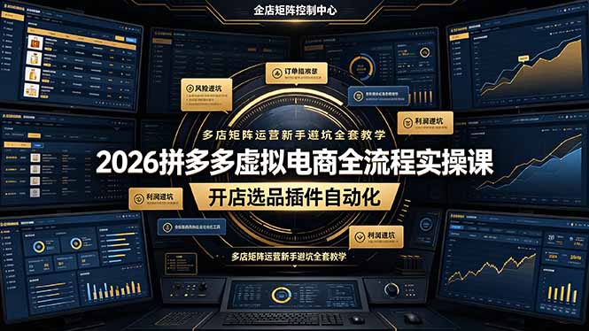 2026拼多多虚拟电商全流程实操课，开店选品插件自动化，多店矩阵运营新手避坑全套教学-来聚吧