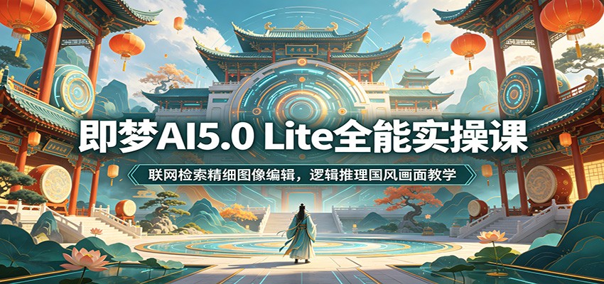 即梦AI5.0 Lite全能实操课：联网检索精细图像编辑，逻辑推理国风画面教学-来聚吧