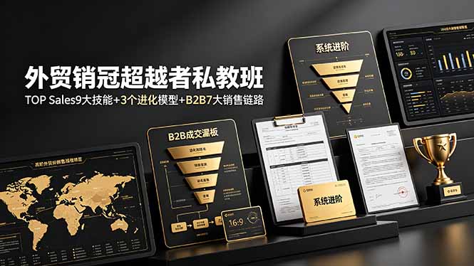外贸销冠超越者私教班：TOP Sales9大技能+3个进化模型+B2B7大销售链路，系统进阶-来聚吧
