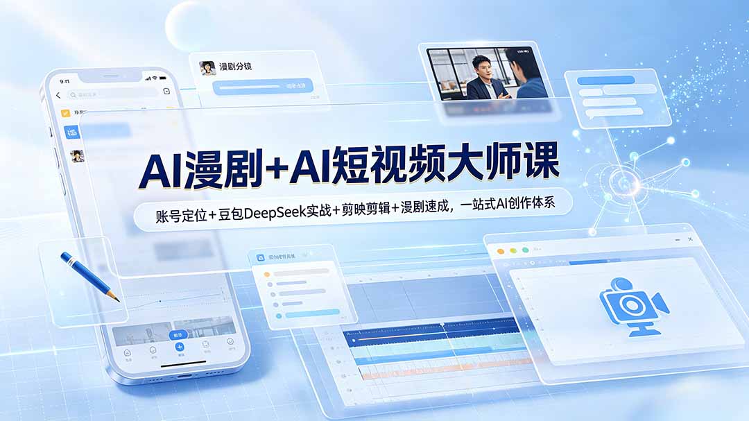 AI漫剧+AI短视频大师课:账号定位+豆包DeepSeek实战+剪映剪辑+漫剧速成,一站式AI创作体系-来聚吧
