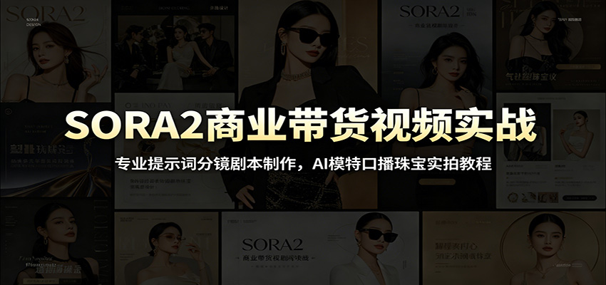 SORA2商业带货视频实战：专业提示词分镜剧本制作，AI模特口播珠宝实拍教程-来聚吧