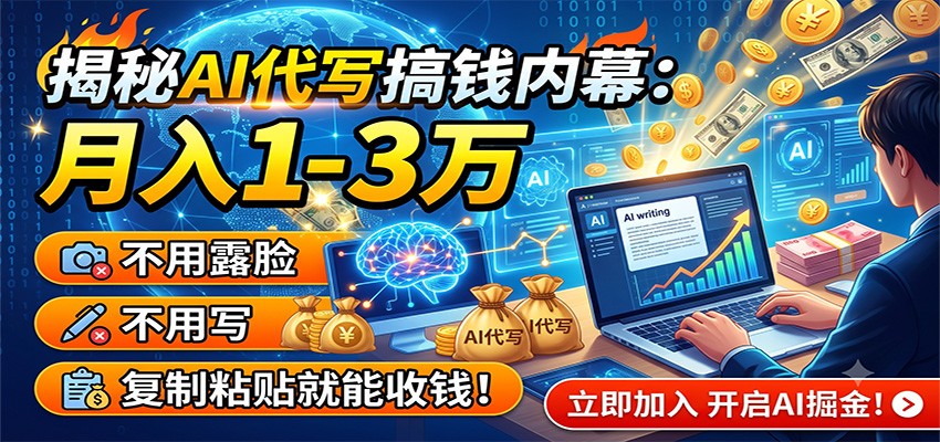 揭秘AI代写搞钱内幕:月入1-3万,不用露脸不用写,复制粘贴就能收钱!-来聚吧