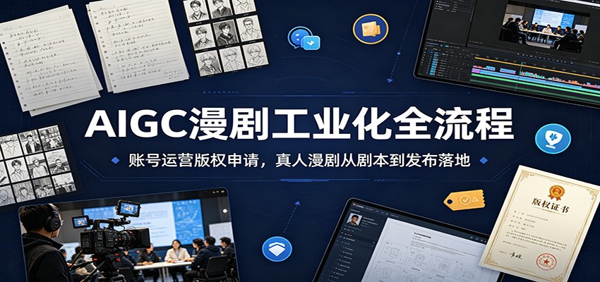 AIGC漫剧工业化全流程：账号运营版权申请，真人漫剧从剧本到发布落地-来聚吧