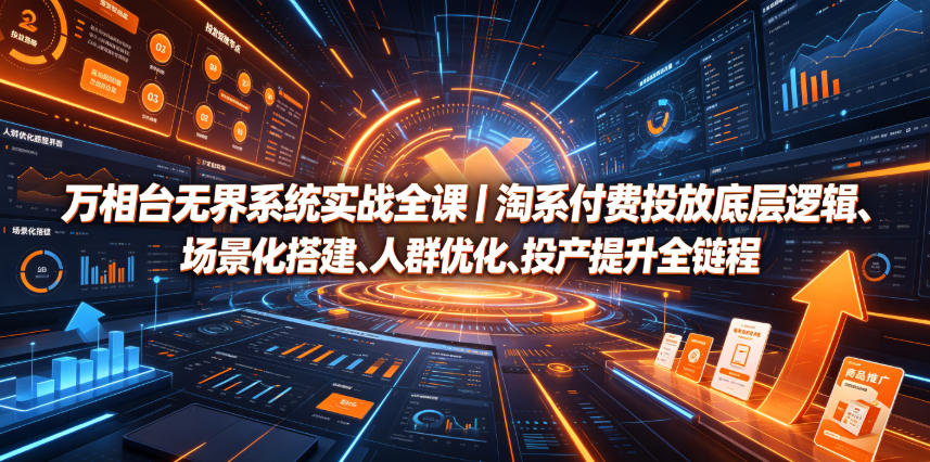 万相台无界系统实战全课|淘系付费投放底层逻辑、场景化搭建、人群优化、投产提升全链路运营教程-来聚吧