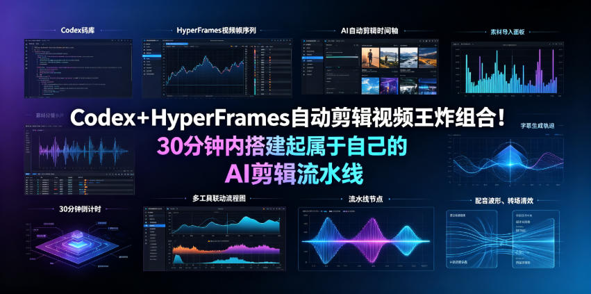 Codex+HyperFrames自动剪辑视频王炸组合!30分钟内搭建起属于自己的AI剪辑流水线(完整版实操教程手册)-来聚吧