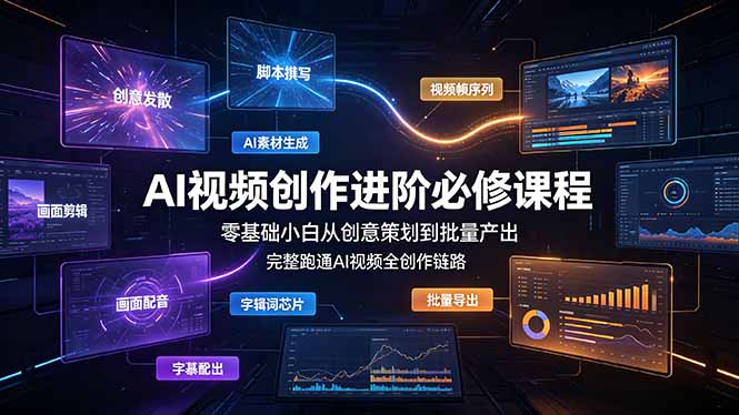 AI视频创作进阶必修课程:零基础小白从创意策划到批量产出,完整跑通AI视频全创作链路-来聚吧