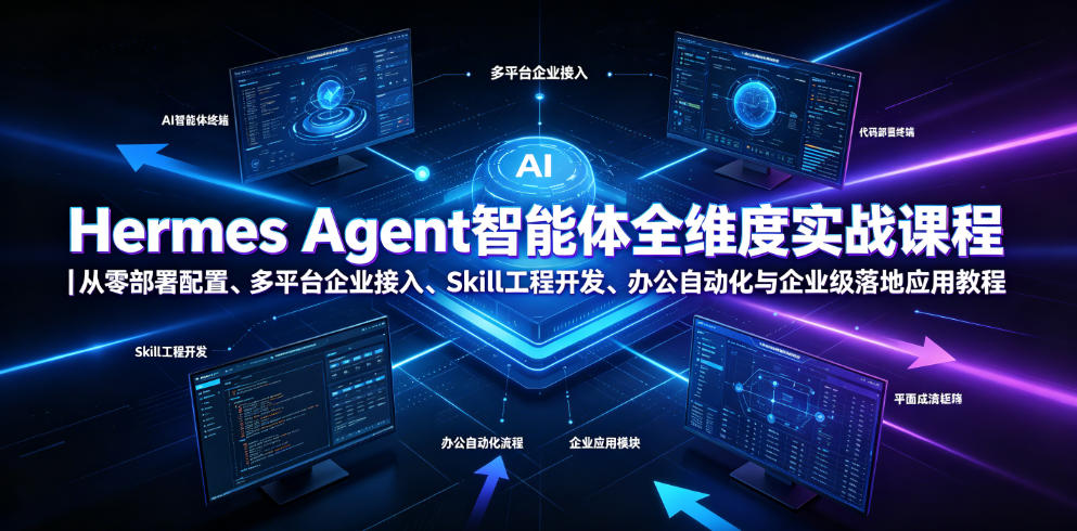 Hermes Agent智能体全维度实战课程｜从零部署配置、多平台企业接入、Skill工程开发、办公自动化与企业级落地应用教程-来聚吧