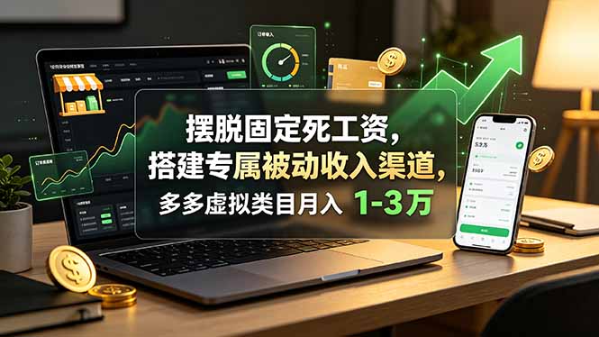 摆脱固定死工资,搭建专属被动收入渠道,多多虚拟类目月入 1-3 万-来聚吧