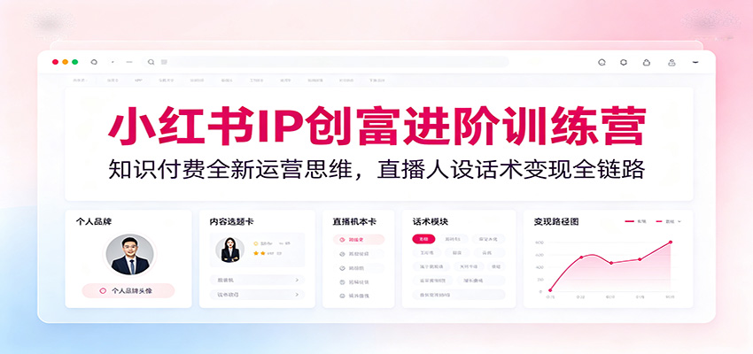 小红书IP创富进阶训练营：知识付费全新运营思维，直播人设话术变现全链路-来聚吧
