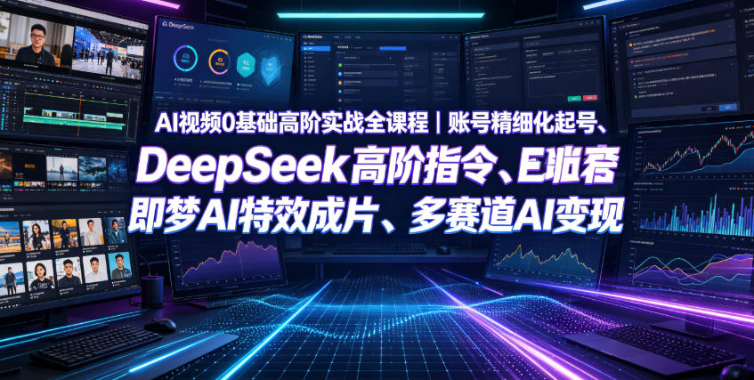 AI视频0基础高阶实战全课程|账号精细化起号、DeepSeek高阶指令、即梦AI特效成片、多赛道AI短视频量产变现-来聚吧