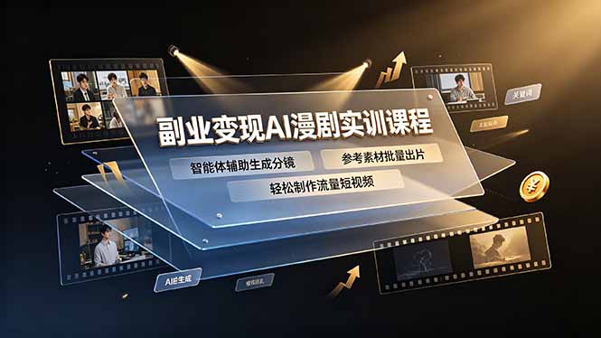 副业变现AI漫剧实训课程,智能体辅助生成分镜,参考素材批量出片,轻松制作流量短视频-来聚吧