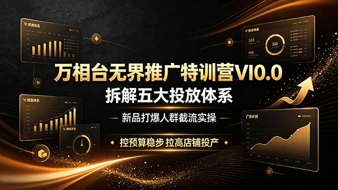 万相台无界推广特训营VI0.0,拆解五大投放体系,新品打爆人群截流实操,控预算稳步拉高店铺投产-来聚吧