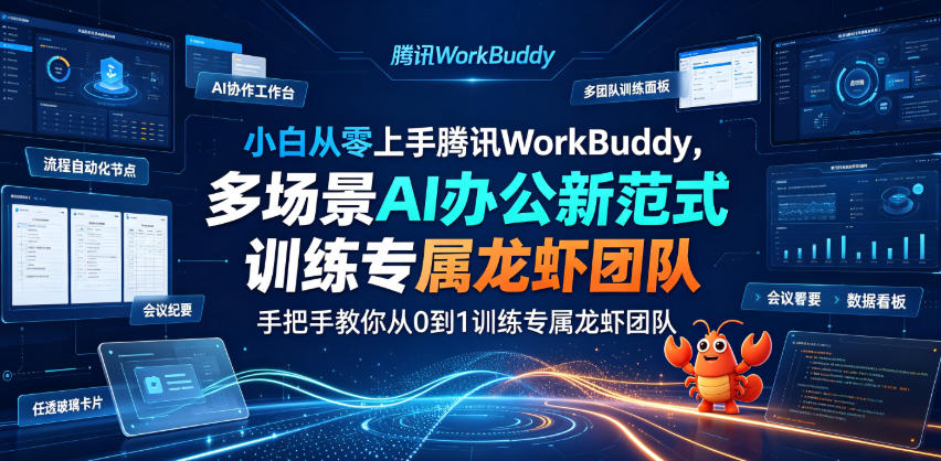 小白从零上手腾讯WorkBuddy,多场景AI办公新范式实战,手把手教你从0到1训练专属龙虾团队-来聚吧