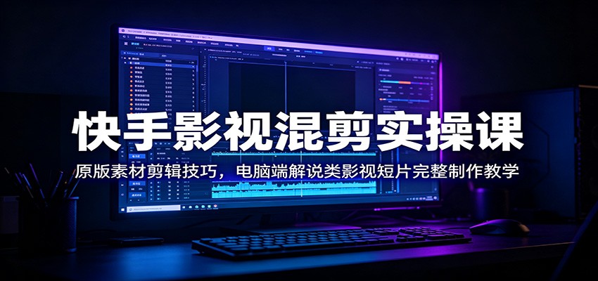 快手影视混剪实操课:原版素材剪辑技巧,电脑端解说类影视短片完整制作教学-来聚吧