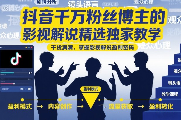 抖音千万粉丝博主的影视解说精选独家教学,干货满满,掌握影视解说盈利密码(更新)-来聚吧