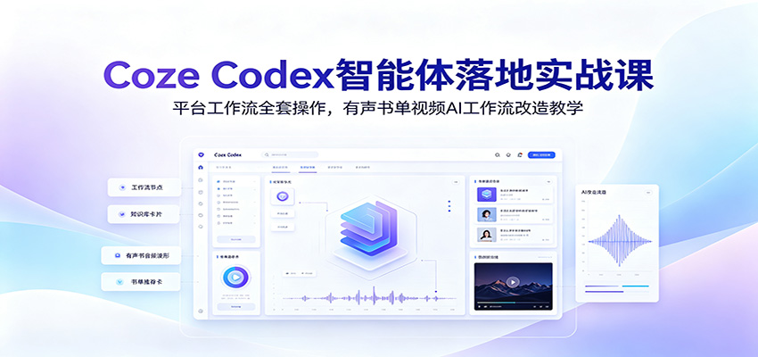 Coze Codex智能体落地实战课：平台工作流全套操作，有声书单视频AI工作流改造教学-来聚吧