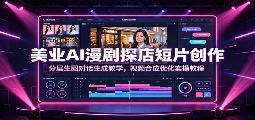 美业AI漫剧探店短片创作:分层生图对话生成教学,视频合成优化实操教程-来聚吧