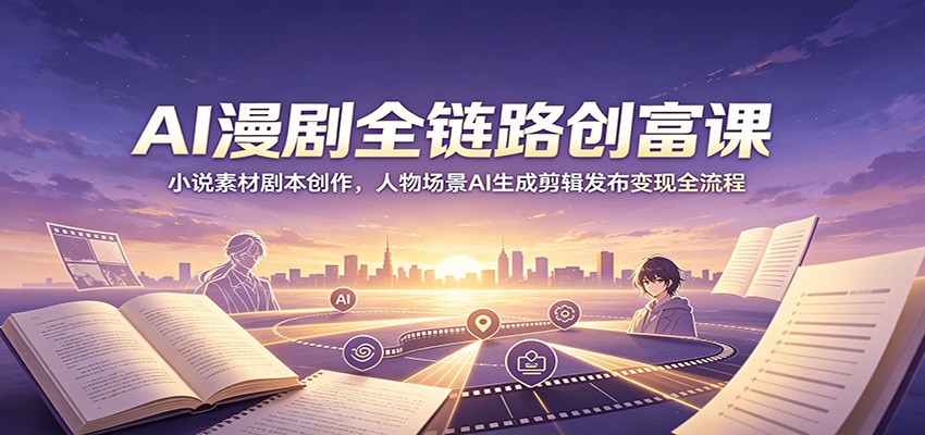 AI漫剧全链路创富课:小说素材剧本创作,人物场景AI生成剪辑发布变现全流程-来聚吧