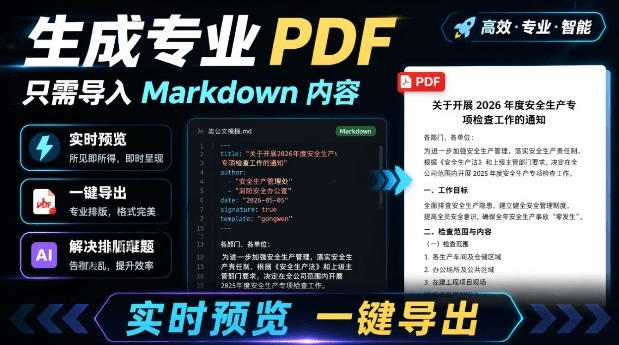 只需导入Markdown内容,实时预览一键导出专业PDF!轻松解决AI生成内容排版问题Presto-来聚吧
