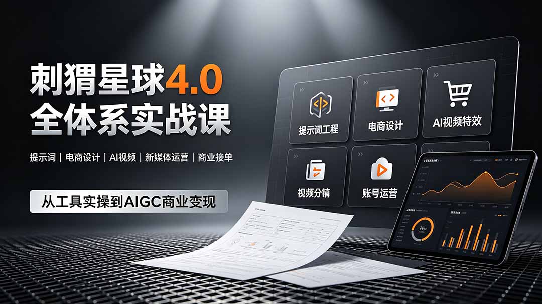 刺猬星球4.0全体系实战课,覆盖提示词工程、电商设计、AI视频特效与新媒体运营,一站式掌握AIGC商业核心技能-来聚吧