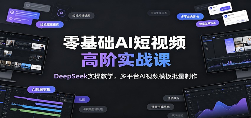 零基础AI短视频高阶实战课:DeepSeek实操教学,多平台AI视频模板批量制作-来聚吧