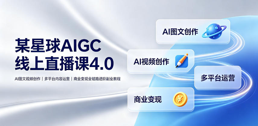 某星球AIGC线上直播课4.0|AI图文视频创作、多平台内容运营、商业变现全链路进阶副业教程-来聚吧