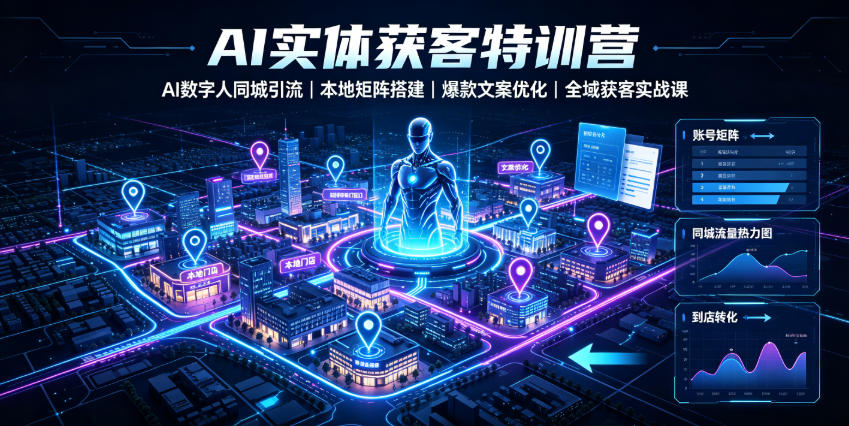 AI实体获客特训营|AI数字人同城引流、本地矩阵搭建、爆款文案优化全域获客实战课-来聚吧