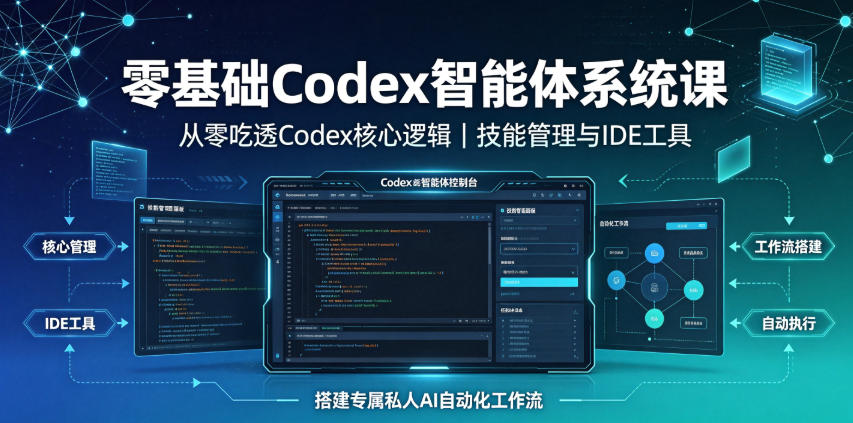 零基础Codex智能体系统课|从零吃透Codex核心逻辑、技能管理与IDE工具,搭建专属私人AI自动化工作流-来聚吧