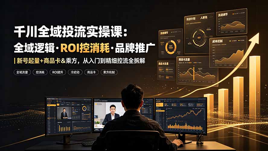 千川全域投流实操课：全域逻辑·ROI控消耗·品牌推广｜新号起量+商品卡&乘方，从入门到精细控流全拆解-来聚吧