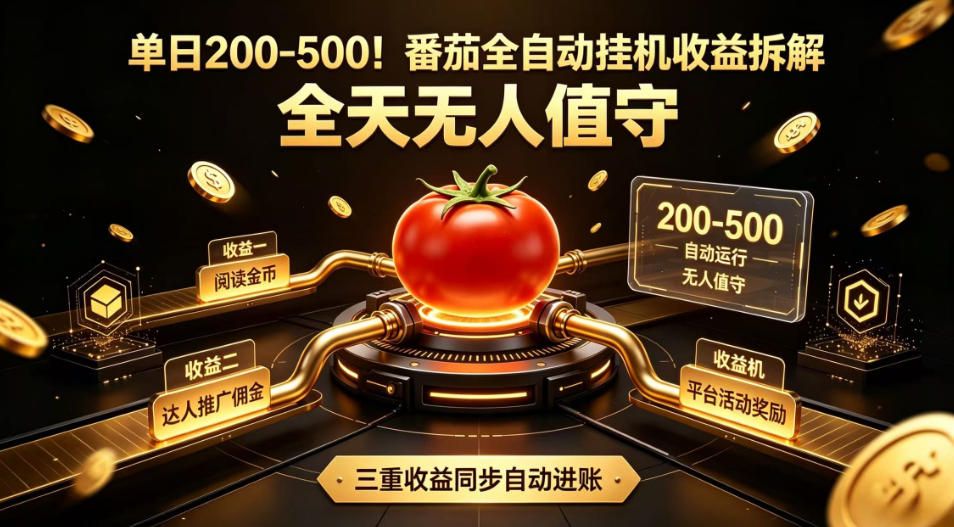 单日200-500!番茄全自动挂G收益拆解,全天无人值守,矩阵操作收益翻倍【揭秘】-来聚吧