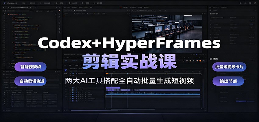 Codex+HyperFrames剪辑实战课：两大AI工具搭配全自动批量生成短视频-来聚吧