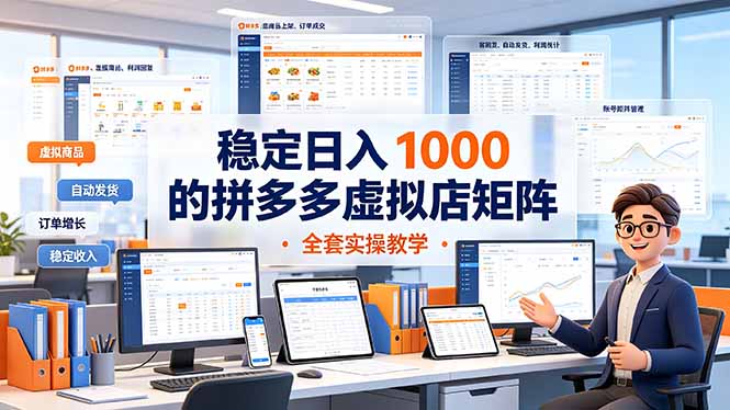 稳定日入 1000 的拼多多虚拟店矩阵,全套实操教学-来聚吧