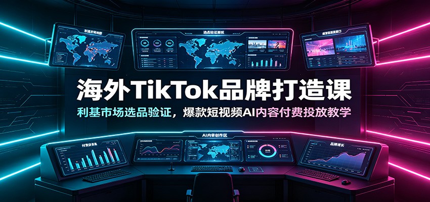 海外TikTok品牌打造课:利基市场选品验证,爆款短视频AI内容付费投放教学-来聚吧