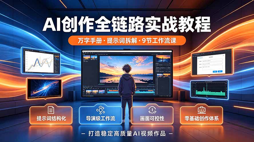 AI创作全链路实战教程｜万字手册·提示词拆解·9节工作流课，打造稳定高质量AI视频作品-来聚吧