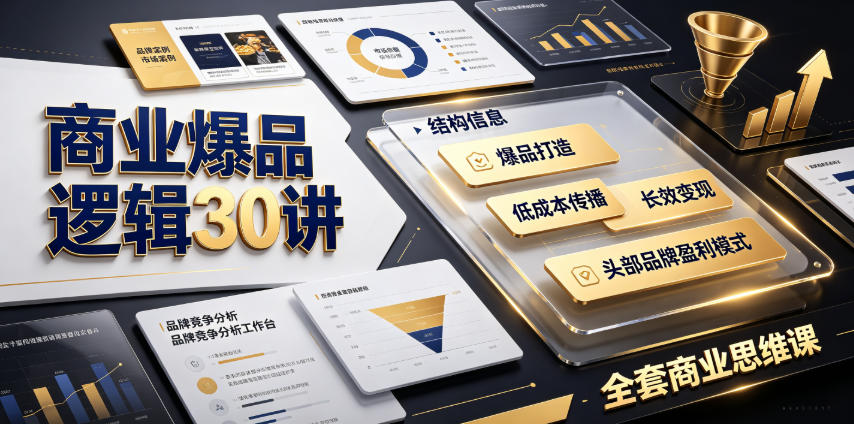 商业爆品逻辑30讲|拆解各行各业头部品牌盈利模式,吃透爆品打造、低成本传播、长效变现全套商业思维课-来聚吧