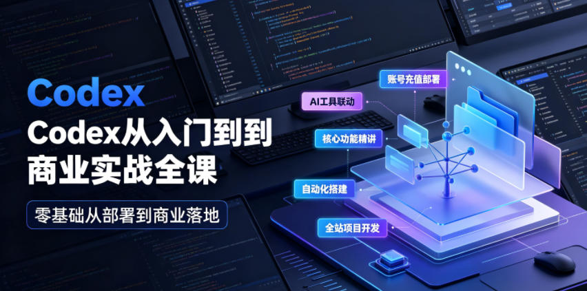 Codex从入门到商业实战全课｜账号充值部署、AI工具联动、核心功能精讲、自动化搭建、全站项目开发零基础教程-来聚吧