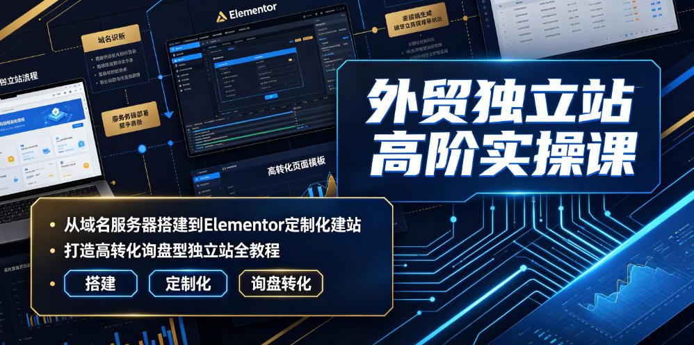 外贸独立站高阶实操课|从域名服务器搭建到Elementor定制化建站,打造高转化询盘型独立站全教程-来聚吧