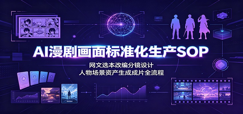 AI漫剧画面标准化生产SOP：网文选本改编分镜设计，人物场景资产生成成片全流程-来聚吧