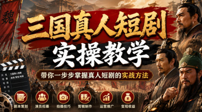 三国真人短剧实操教学,带你一步步掌握真人短剧的实战方法-来聚吧