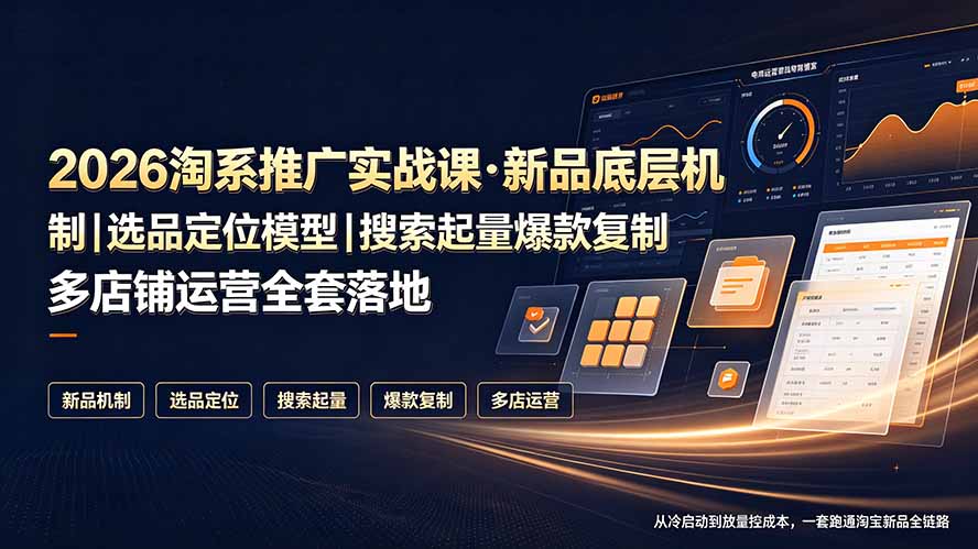 2026淘系推广实战课·新品底层机制｜选品定位模型｜搜索起量爆款复制多店铺运营全套落地教程-来聚吧
