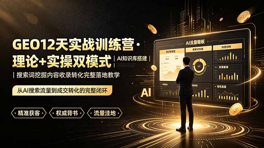 GEO12天实战训练营·理论+实操双模式|AI知识库搭建|搜索词挖掘内容收录转化完整落地教学-来聚吧