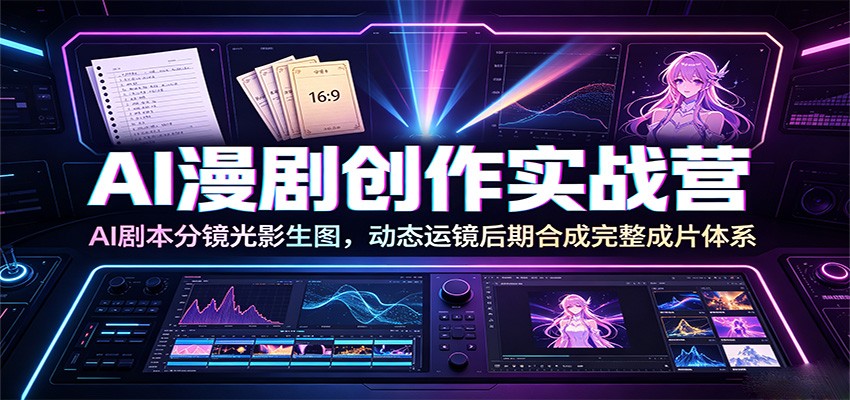 AI漫剧创作实战营：AI剧本分镜光影生图，动态运镜后期合成完整成片体系-来聚吧