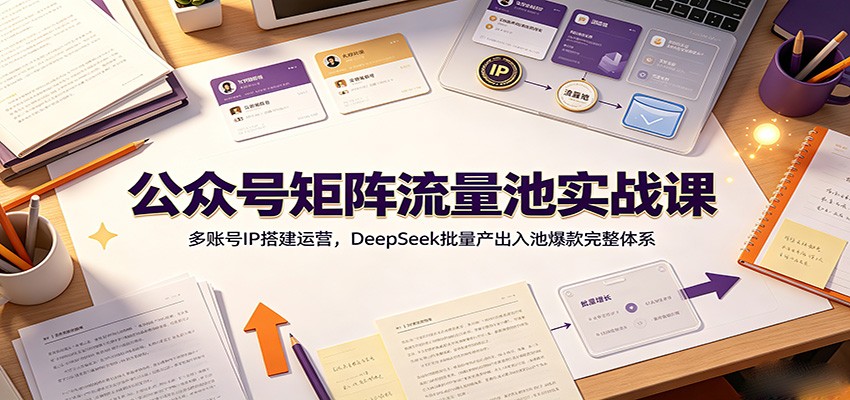 公众号矩阵流量池实战课：多账号IP搭建运营，DeepSeek批量产出入池爆款完整体系-来聚吧