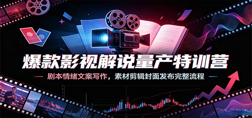 爆款影视解说量产特训营:剧本情绪文案写作,素材剪辑封面发布完整流程-来聚吧
